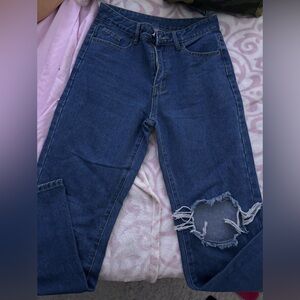 Women's Distressed Blue Jeans